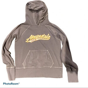Aeropostale Grey logo unisex Hoody sweatshirt Sz  L